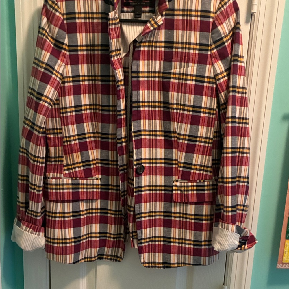 J. Crew Multicolor Plaid Blazer